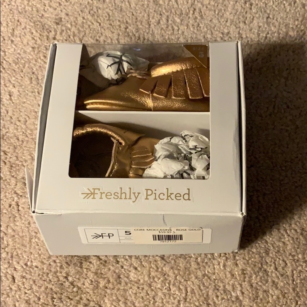 Freshly Picked rose gold moccasins